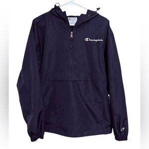 Champion Navy Pullover Hooded Windbreaker Jacket Medium NWOT